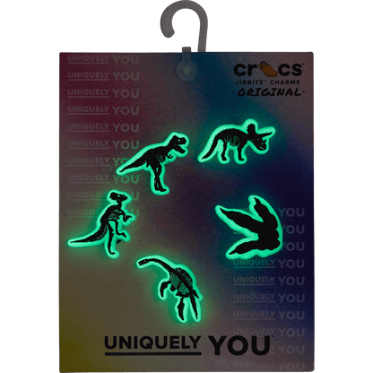 Glow In The Dark Dino 5 Pack Jibbitz Shoe Charm - Crocs