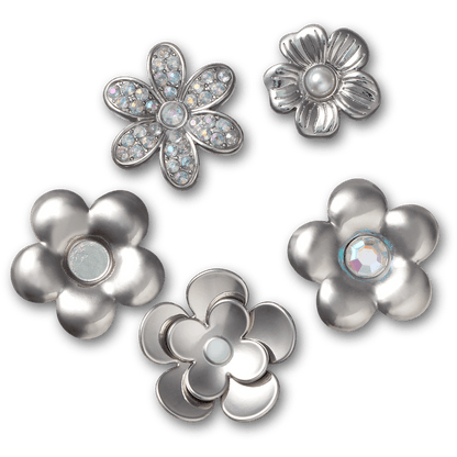 Monochrome Slvr Flwrs 5 Pack Jibbitz™ charms - Crocs