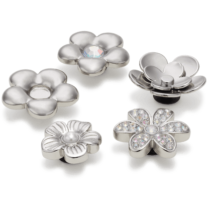 Monochrome Slvr Flwrs 5 Pack Jibbitz™ charms - Crocs