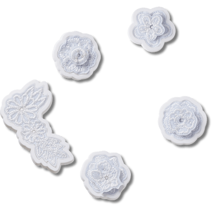 White Elegant Floral 5 Pack Jibbitz™ charms - Crocs