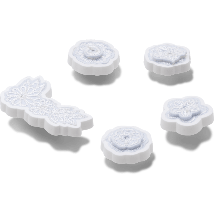 White Elegant Floral 5 Pack Jibbitz™ charms Women|Men|Jibbitz™ Charms Discount