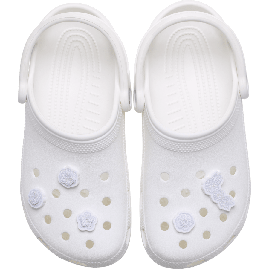 White Elegant Floral 5 Pack Jibbitz™ charms Women|Men|Jibbitz™ Charms Discount