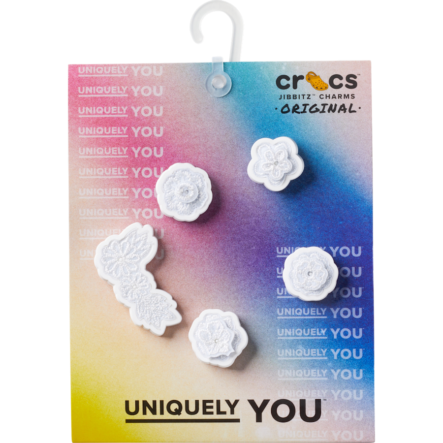 White Elegant Floral 5 Pack Jibbitz™ charms Women|Men|Jibbitz™ Charms Discount