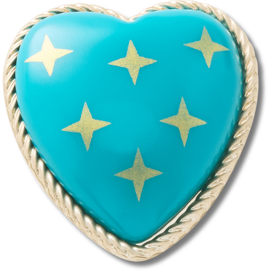 Turquoise and Gold Heart Jibbitz™ charms Women|Men Discount