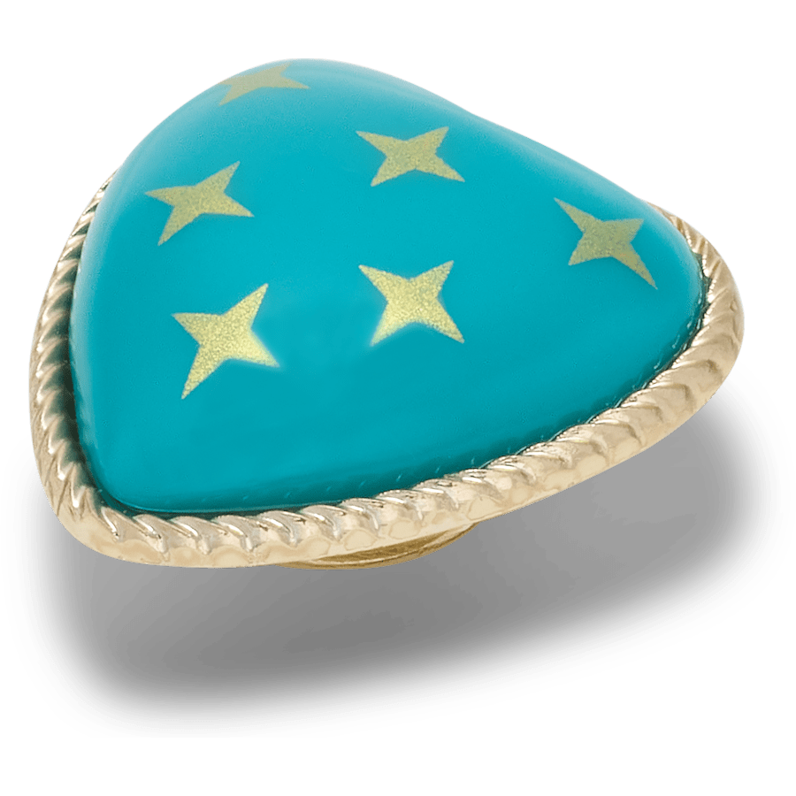 Turquoise and Gold Heart Jibbitz™ charms Women|Men Discount
