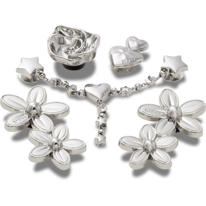 Silver Meta Floral 5 Pack Jibbitz™ charms - Crocs