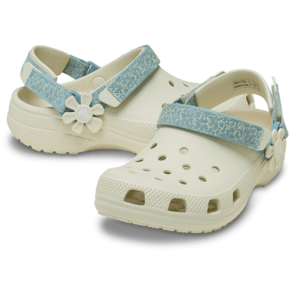Kids’ Classic Denim Flower Adjustable Backstrap Clog - Crocs