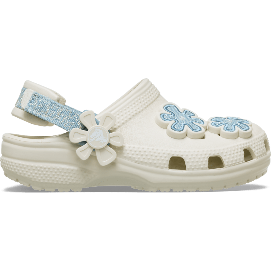 Toddler Classic Denim Flower Adjustable Backstrap Clog Kids Discount